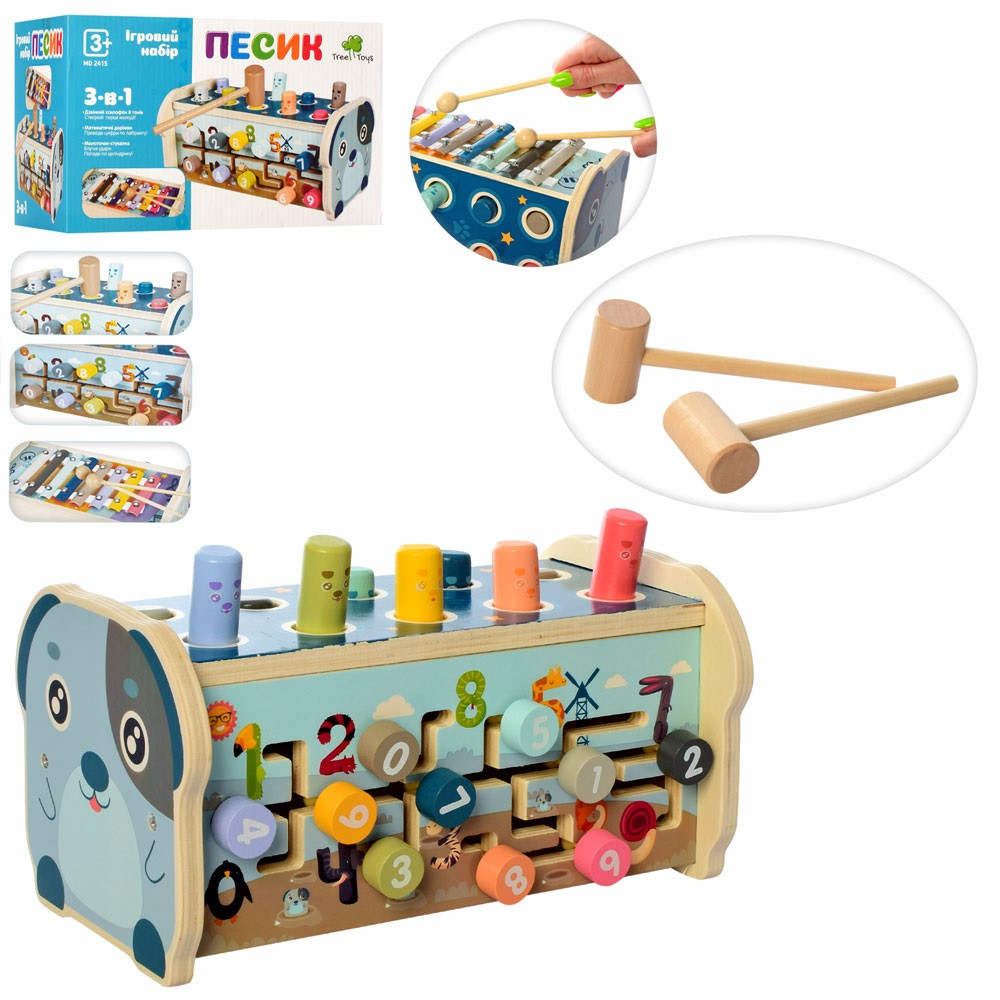 Дерев'яна іграшка Tree Toys Центр розвиваючий, лабіринт, стукалка, ксилофон MD 2415, фото 1