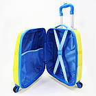 Дитяча валіза жовта пластикова на колесах із висувною ручкою 46*30 см принт Зайчик Cans, фото 3