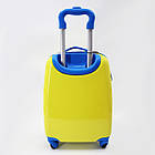 Дитяча валіза жовта пластикова на колесах із висувною ручкою 46*30 см принт Зайчик Cans, фото 4