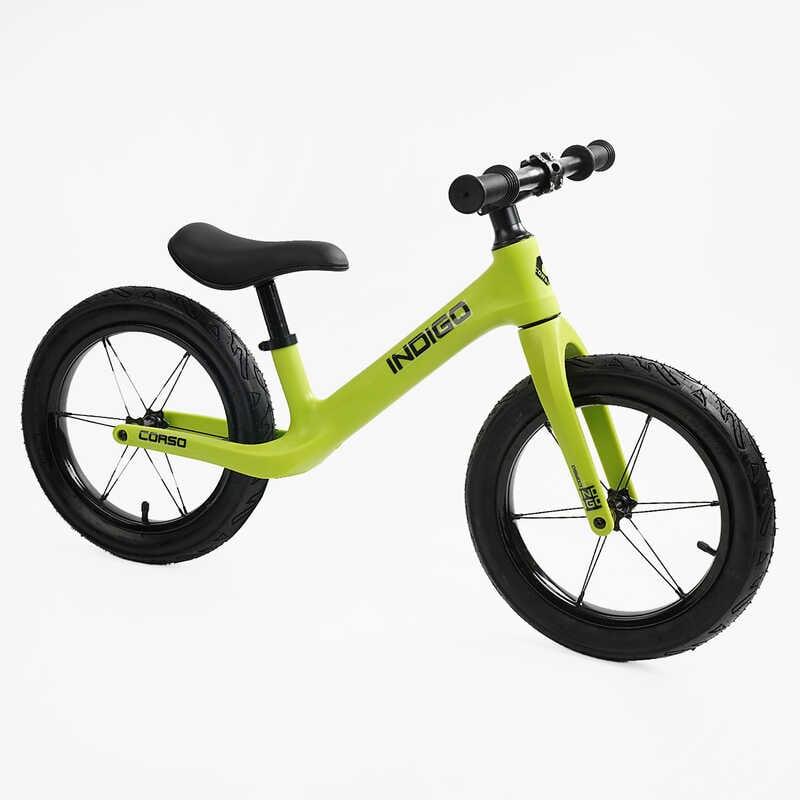 Велобіг дитячий 14 дюймів Corso Indigo D-2215-45 Салатовий, нейлонова рама, на надувних колесах, біговел, фото 1