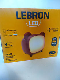 LED світильник нічник LEBRON L-TL-L-80, 3W, 3000-6500K, Li-ion 1200mAh, коричневий, USB