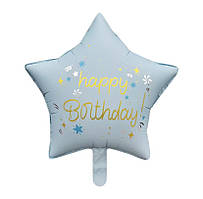 008 Фольгована кулька зірка Happy Birthday блакитний 18" Китай