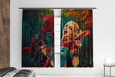 Штори з принтом «Deadpool and Harley Quinn»