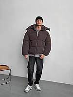 Зимова оверсайз куртка пуховик коричневий Blaid RD415