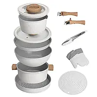 Набір посуду на 11 предметів з антипригарним покриттям Elamina білий