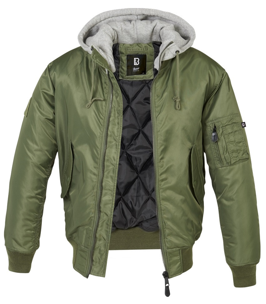 Куртка Brandit MA1 Sweat Hooded Olive/Grey (S), фото 1