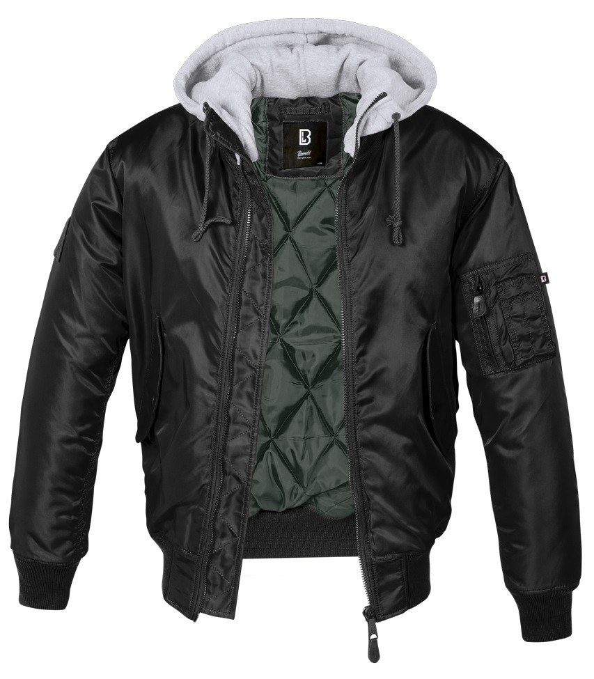 Куртка Brandit MA1 Sweat Hooded Black/Grey (S), фото 1