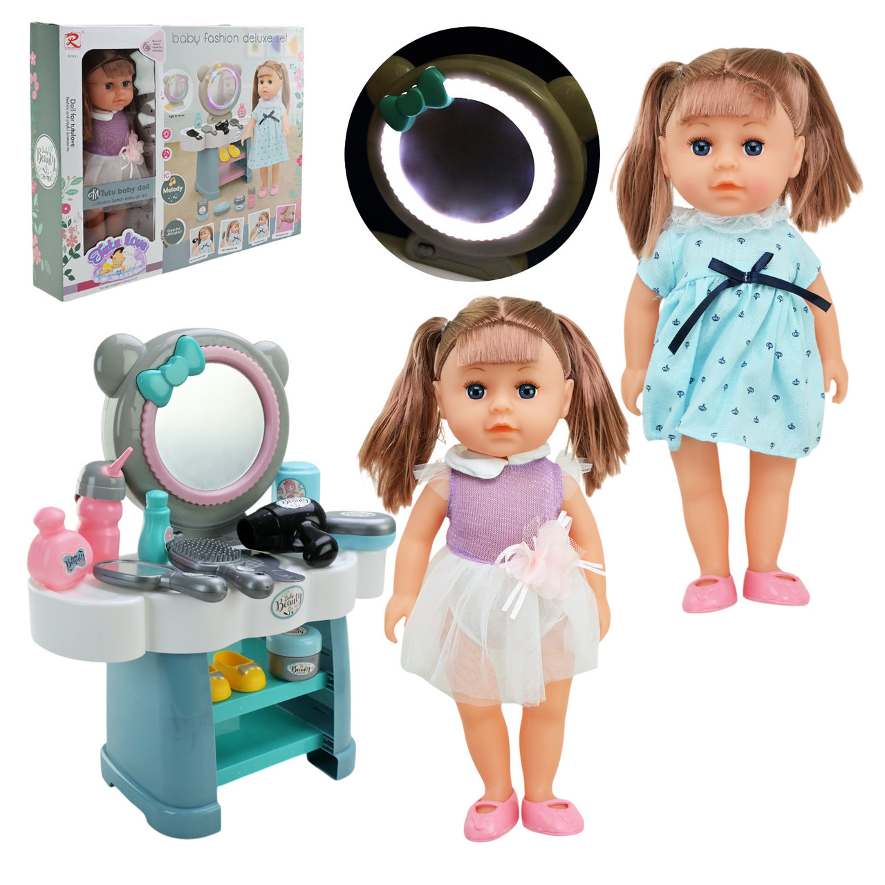 Лялька 82850/82851 у наборі з трюмо батарейною 2 види, фото 1