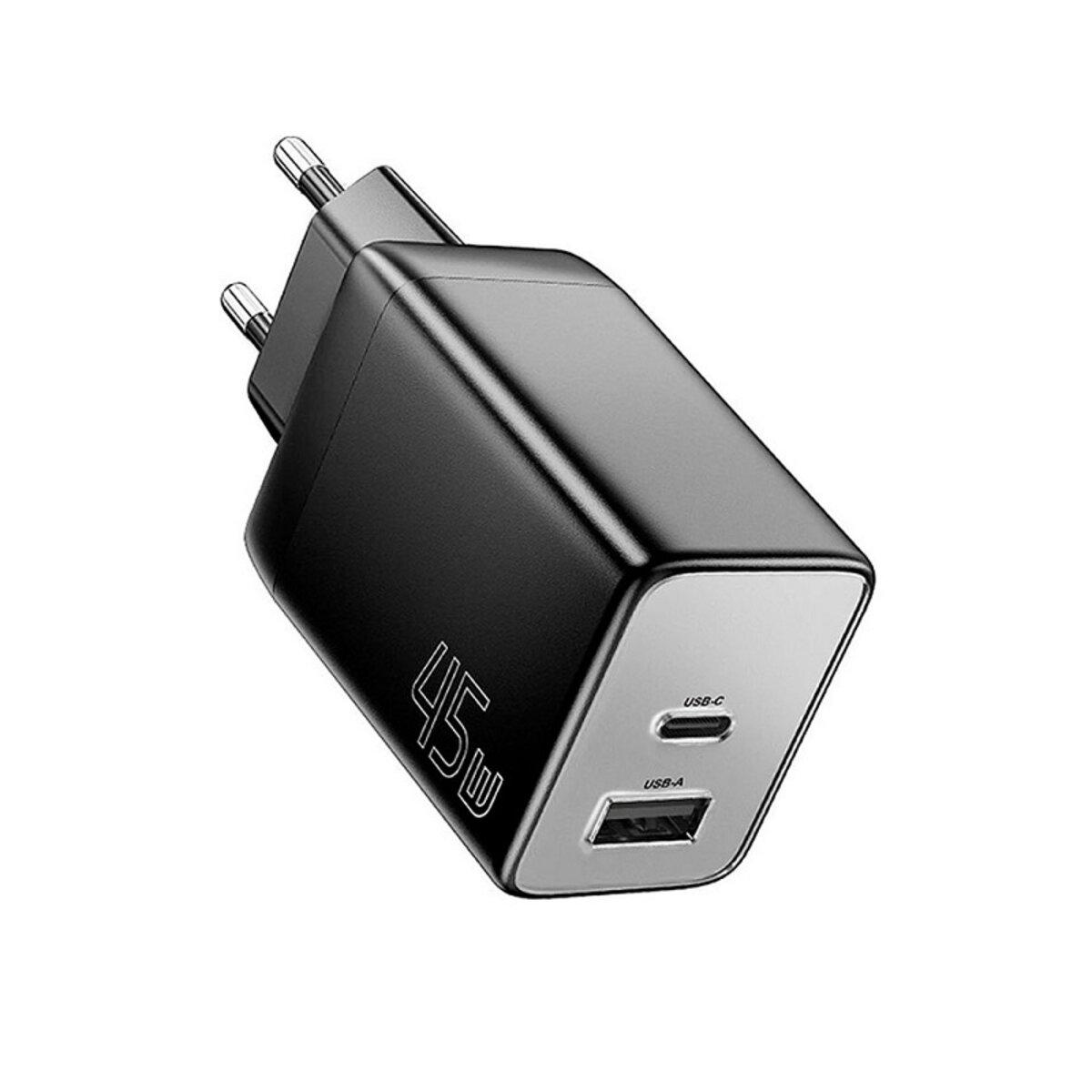 Мережевий зарядний пристрій ESSAGER ECT45W Gan 1USB 1T-C 45W black (ECT45W-LJB01-Z)