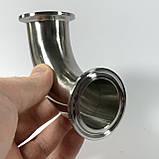 Відведення нержавіюче під кламп 1,5 дюйма, 90°, фото 6