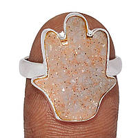 Агат друза Рука Хамса срібна каблучка, 2491КА