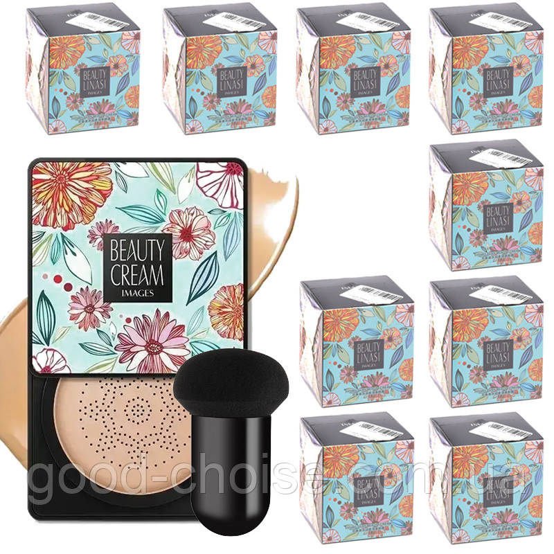 Комплект 10шт Кушон для обличчя + спонж Images Moisture Beauty Cream, Натуральний, 20мл / Тональний крем для обличчя, фото 1