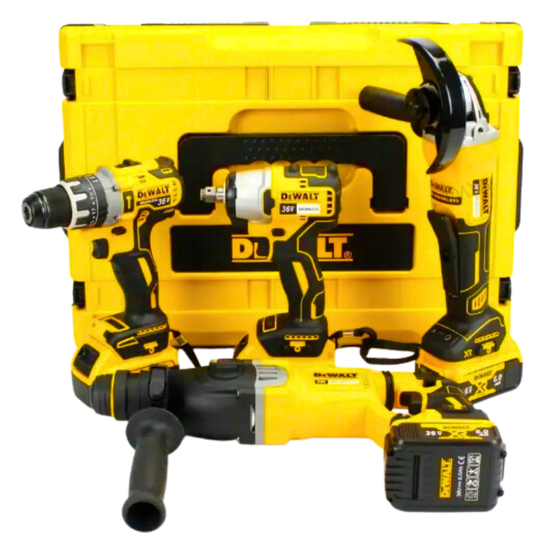 Набір АКБ інстументів 4 в 1 DeWALT 36V Перфоратор DCH26 Гайковерт DCF922 Шуруповерт DCD996 Болгарка DCG413