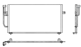 Конденсатор кондиціонера Mitsubishi Carisma 95-04 Nrf АКПП/МКПП; 630X340X16; -осушувач (1.9 TD/1.6 16V/1.8 16V/1.9 DI/1.9 T/2.0