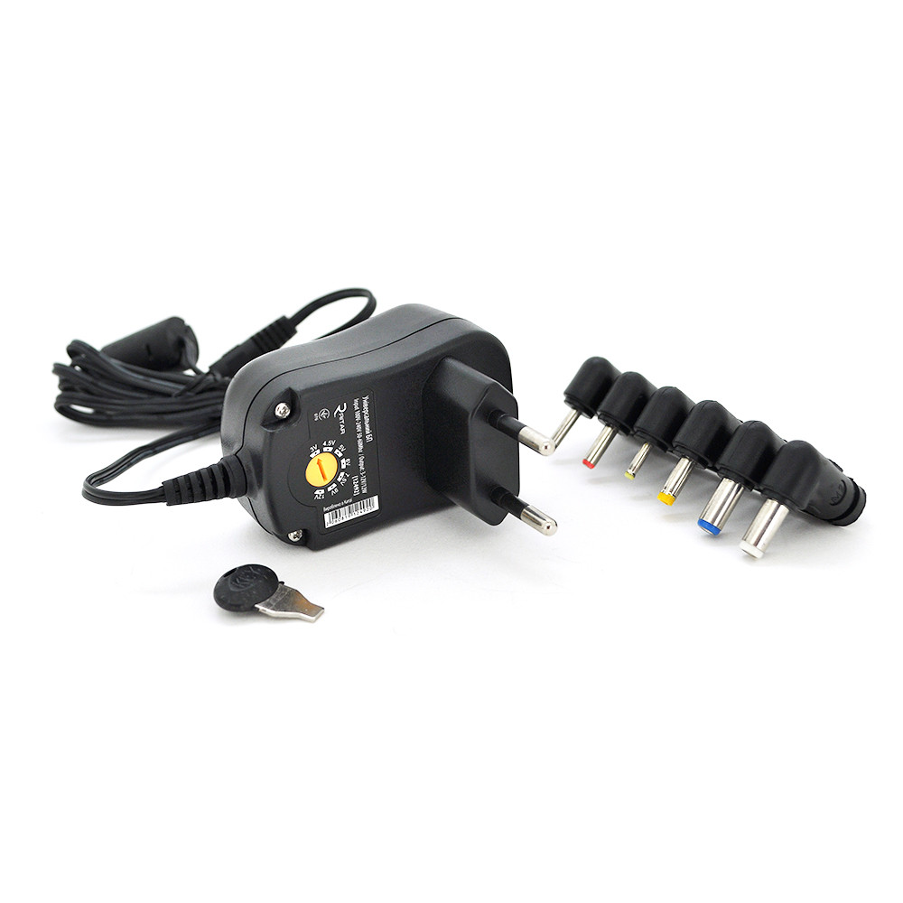 Універсальний БП Input 100V-240V 50-60Mhz, Output :3V-12V-1A 12W, 6 Г-подібних роз'ємів 2.35*0.75/ 3.0*1.1/3.5*1.35/4.0*1.7, фото 1