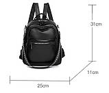 Рюкзак жіночий чорний класичний з якісної екошкіри, фото 5