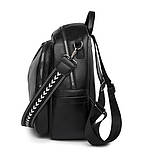 Рюкзак жіночий чорний класичний з якісної екошкіри, фото 2