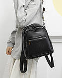 Рюкзак жіночий чорний класичний з якісної екошкіри, фото 8