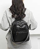 Рюкзак жіночий чорний класичний з якісної екошкіри, фото 9