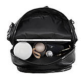 Рюкзак жіночий чорний класичний з якісної екошкіри, фото 7