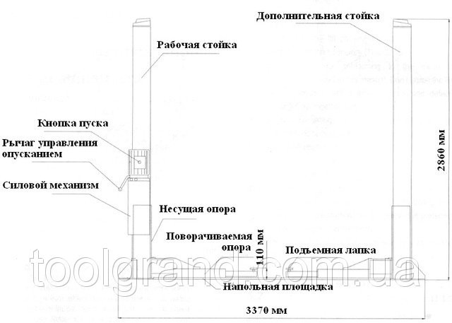 Подъемник для СТО 4т электрогидравлический, нижняя синхронизация 220В LAUNCH TLT-240SB 220 - фото 7 - id-p46126298