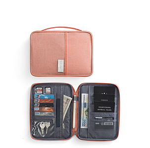 Дорожній органайзер для документів, готівки, паспортів, банківських карток, рожевий 25,5*18,5*2 см