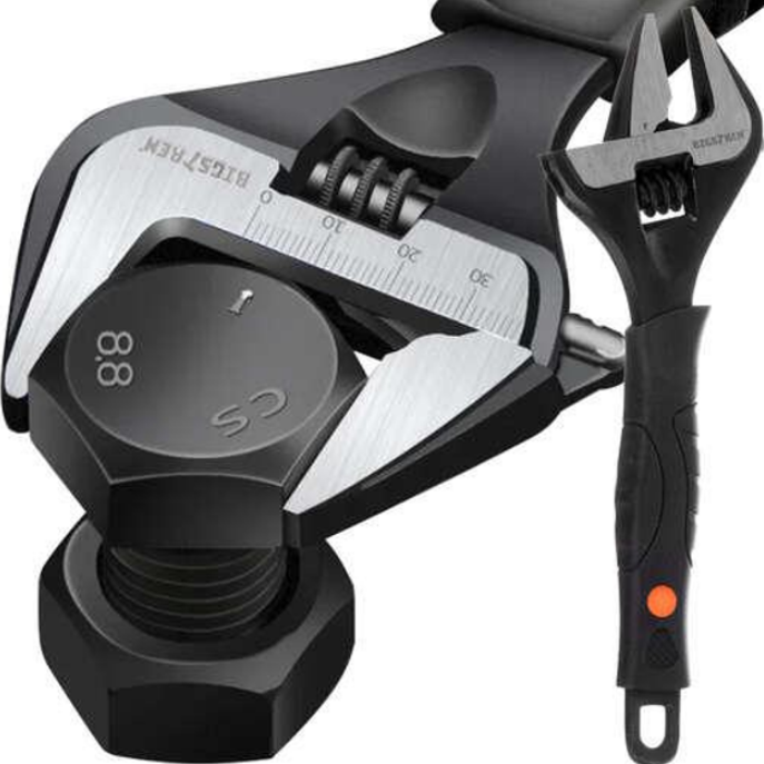 Ключ розвідний з вуглецевої сталі універсальний Bigstren 210 мм, макс діаметр 35 мм (24283), фото 1