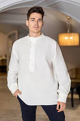 Чоловіча вишиванка сорочка білого кольору з білою вишивкою розміри S, M, L, XL, 2ХL.