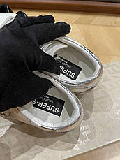 Жіночі білі шкіряні кросівки Golden Goose Super-Star зі срібною зіркою білі кеди, фото 6