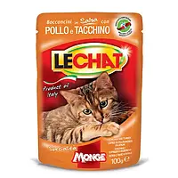 Вологий корм для котів Monge (Монж) Lechat Cat Wet Adult курка та індичка 0.1 кг 24 шт