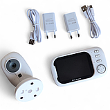 Бездротова відеоняня Baby Monitor ABM600 3.5 дюйми з двостороннім зв'язком моніторингом та нічним баченням, фото 5