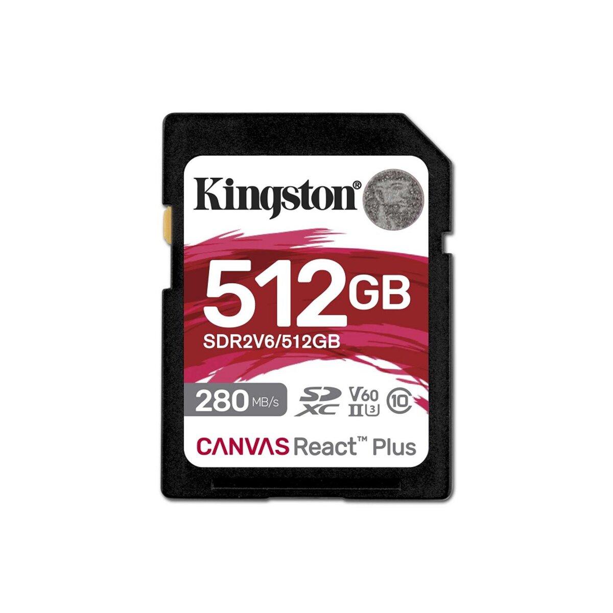 Карта пам'яті SDXC (UHS-II U3) Kingston Canvas React Plus 512Gb class 10 V60 (R280MB/s, W150MB/s) (SDR2V6/512GB)