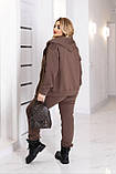 Зимовий спортивний костюм батал великих розмірів на флісі з капюшоном та змійкою для жінок, фото 4