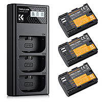 Комплект из 3 аккумуляторов 2250mAh и трехканального зарядного устройства K&F Concept LP-E6NH для Canon