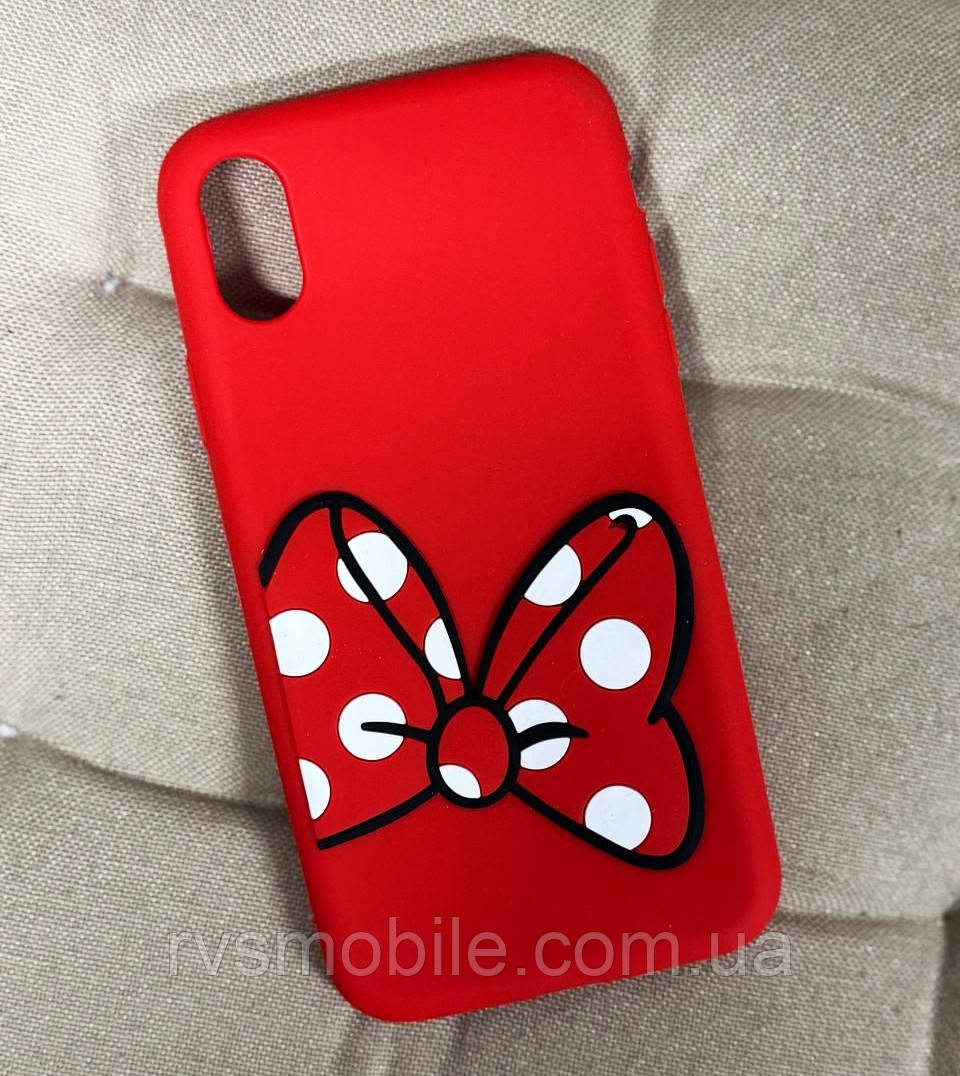 Силіконовий чохол для iPhone XS / X - 3D Бант, Червоний