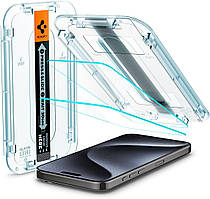 Захисне скло Spigen для iPhone 15 Pro - EZ FIT GLAS.tR (2 шт), Clear (AGL06892)