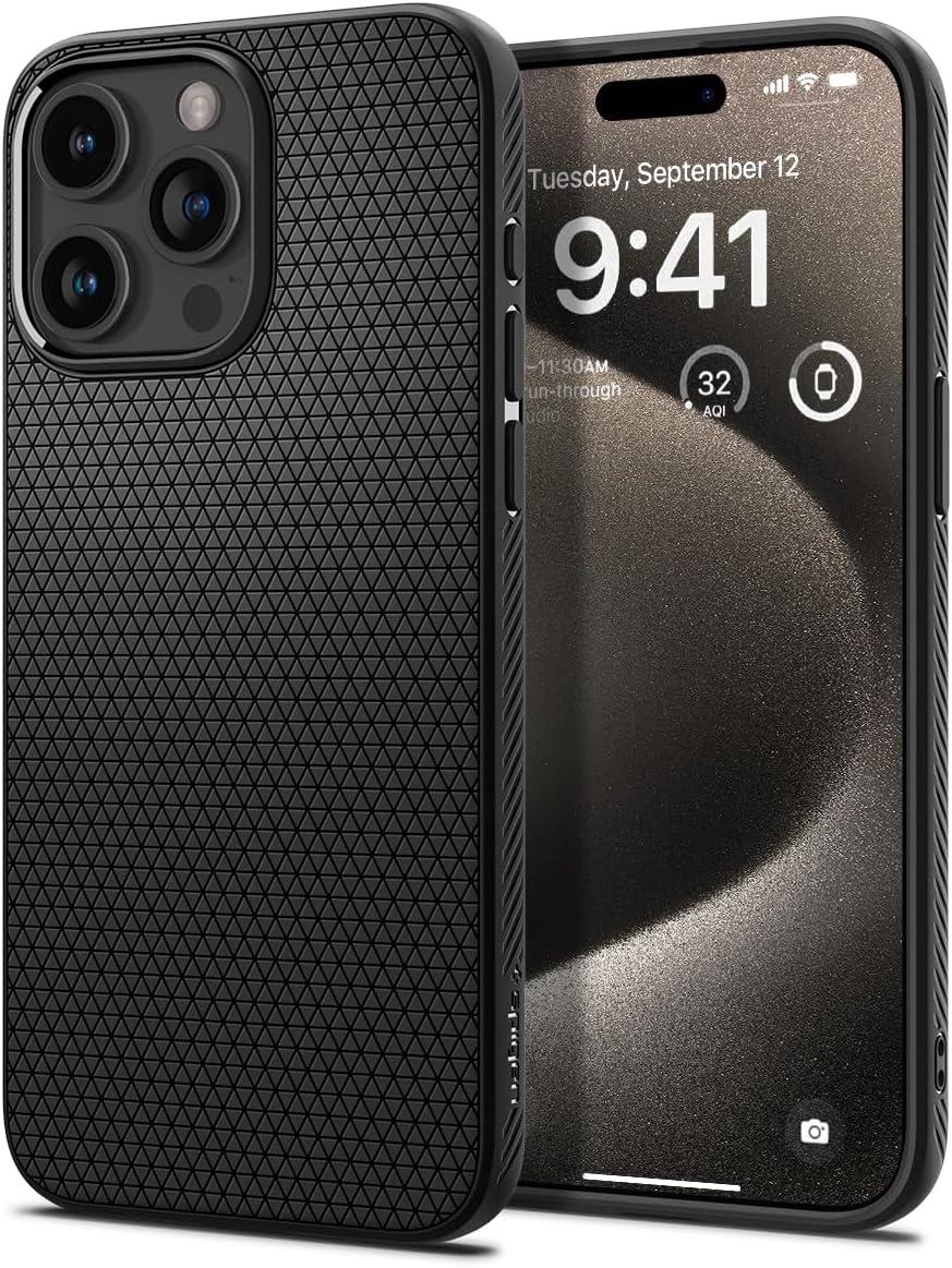 Чохол Spigen для iPhone 15 Pro Max - Liquid Air, Matte Black (ACS06562), фото 1