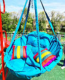 Крісло-гойдалка діаметр 95 см, Підвісна гойдалка для дітей та дорослих, Гойдалка кругла, Садова гойдалка купити, фото 7
