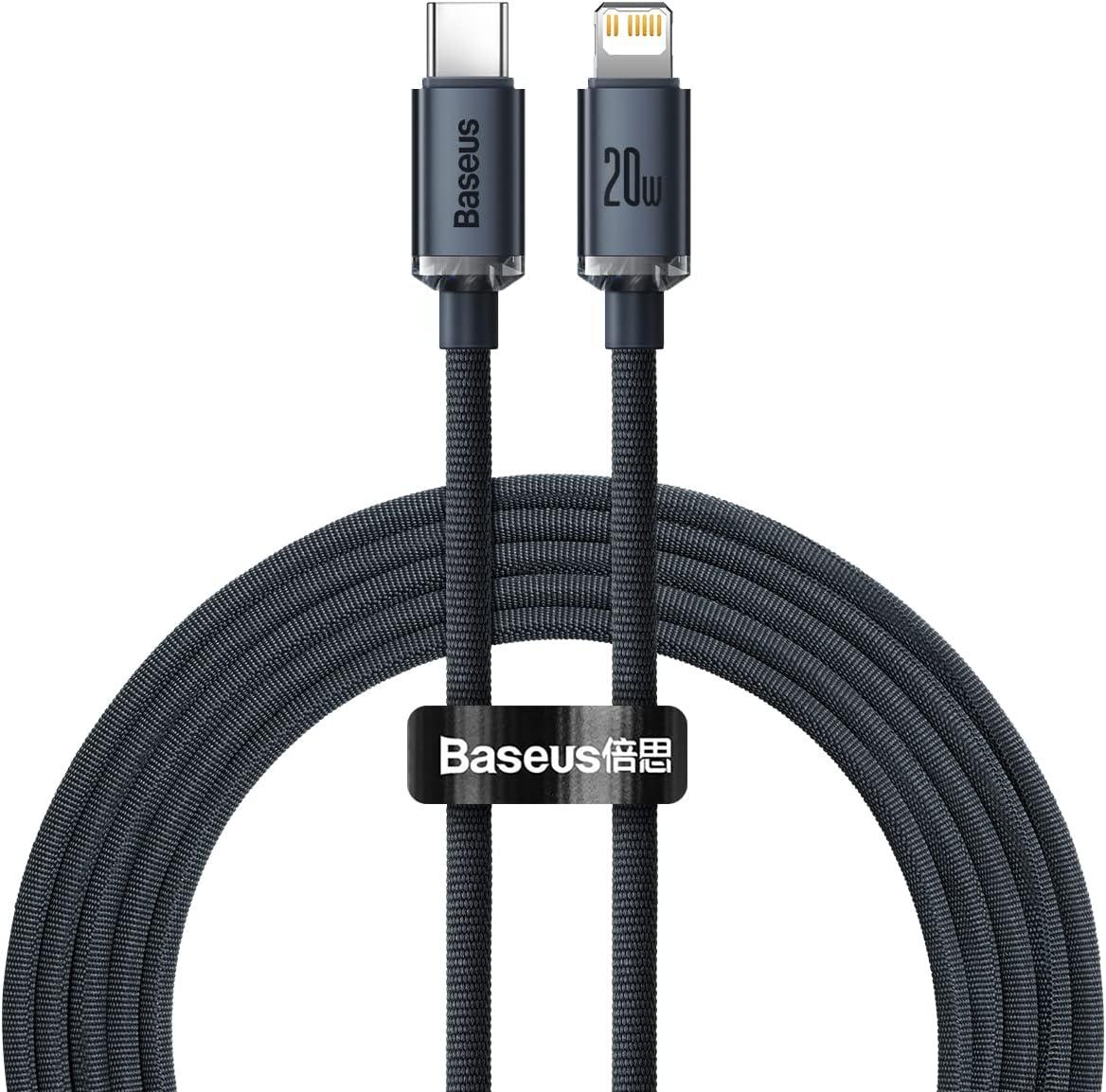 Кабель Baseus Crystal Shine USB-C to Lightning 2m 20W, Black (CAJY000301)