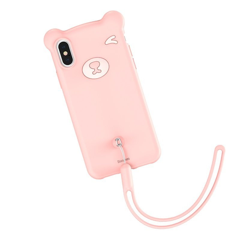 Чохол Baseus для iPhone XS/X Bear Silicone Case, Pink (WIAPIPH58-BE04)