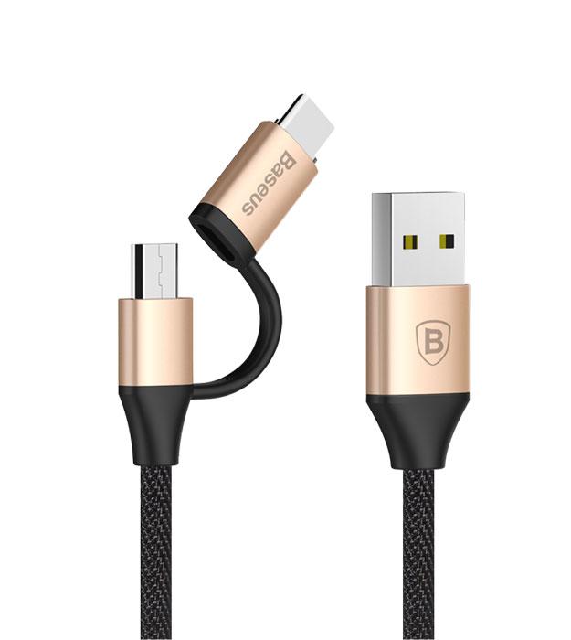 Кабель Baseus Yiven 2-1 (Micro / Type-C), Black+Gold (CAMTYW-1V)