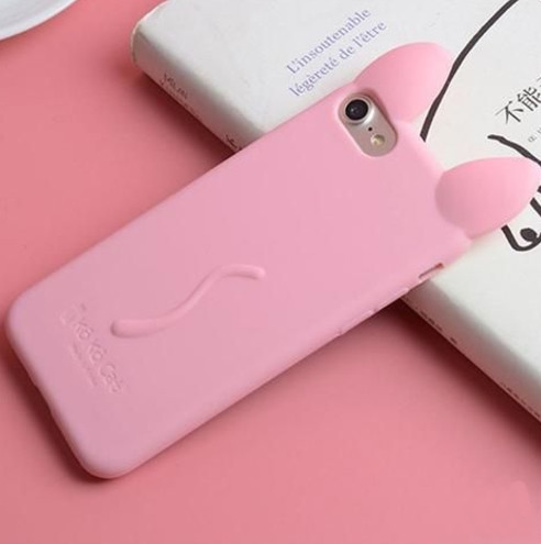 Силіконовий чохол для iPhone SE 2022/2020/8/7 - Вушка Кота CoCo Cat, Світло-Рожевий