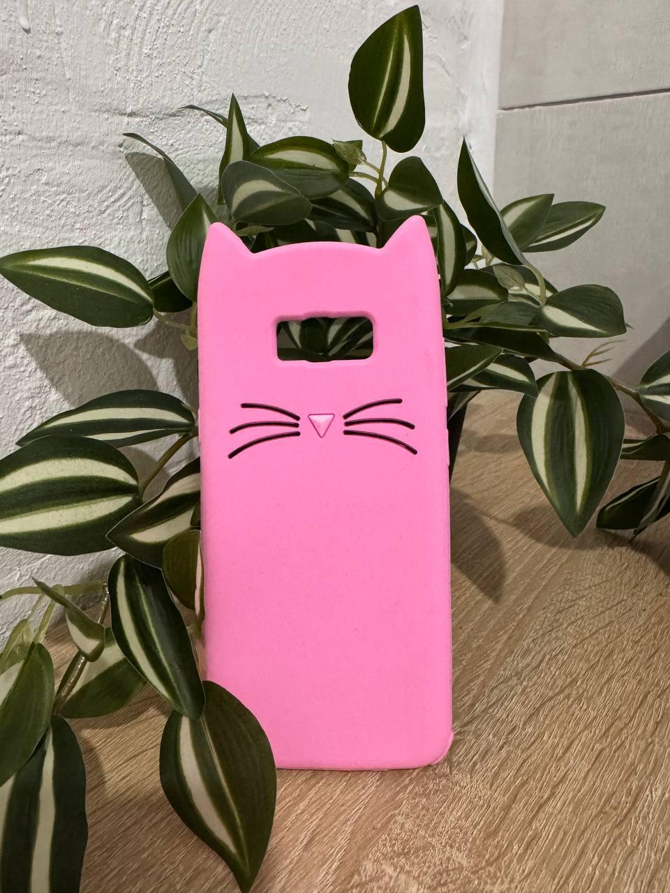Силіконовий чохол для Samsung Galaxy S8 Plus - 3D Cat (Кіт з вусами), Рожевий