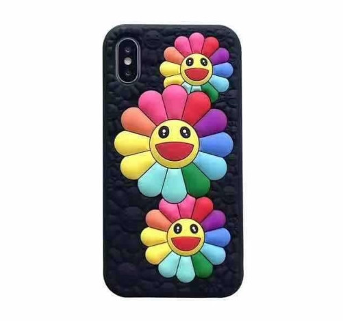 Силіконовий чохол для iPhone XS / X - Ромашки, Чорний