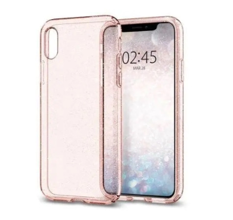 Силіконовий чохол для iPhone XS/X - Glitter з блискітками, Рожевий