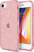 Силіконовий чохол для iPhone SE 2022/2020/8/7 - Glitter з блискітками, Рожевий