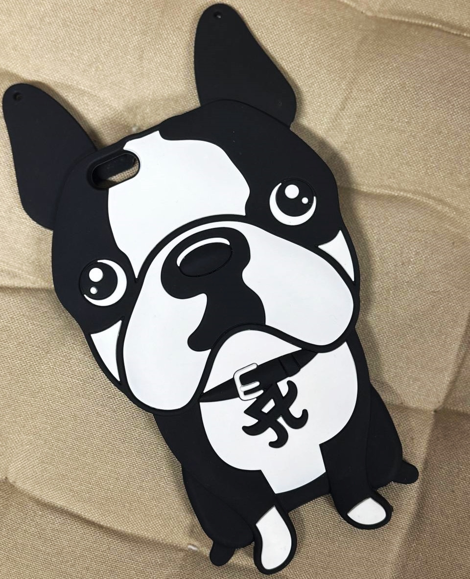 Силіконовий чохол для iPhone SE 2022/2020/8/7 -  3D Французький бульдог, Чорний