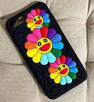 Силіконовий чохол для iPhone 8 Plus / 7 Plus - Ромашки, Чорний