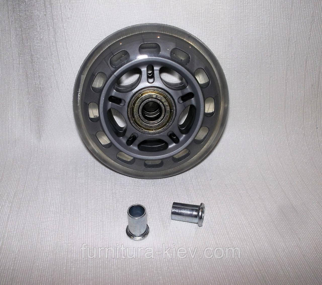 Колесо для роликових ковзанів, валіз 76 мм х 28 мм + Перехідники на 6 мм, фото 1