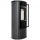 Піч-камін на дровах Kratki ERIK Ø 150. Сучасне опалення в опорядженій кераміці GRAFITE SATIN зі сталі, фото 3